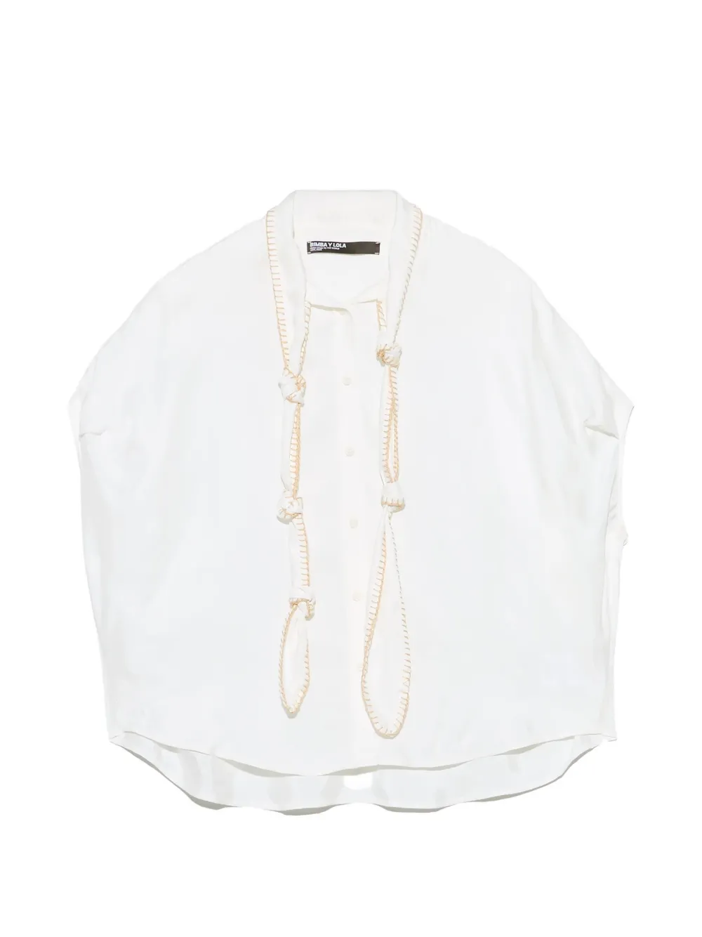 BIMBA Y LOLA white knotted neckline cape shirt