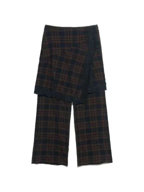 BIMBA Y LOLA check-pattern lace-trim skirt