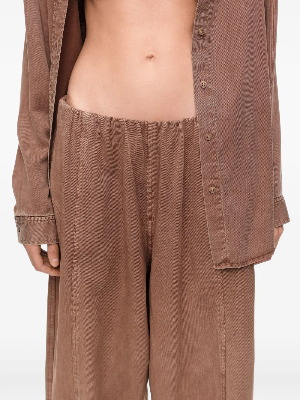 BIMBA Y LOLA Denim broek met wijde pijpen en verwassen effect Bruin