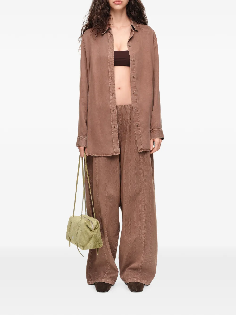 BIMBA Y LOLA Denim broek met wijde pijpen en verwassen effect Bruin
