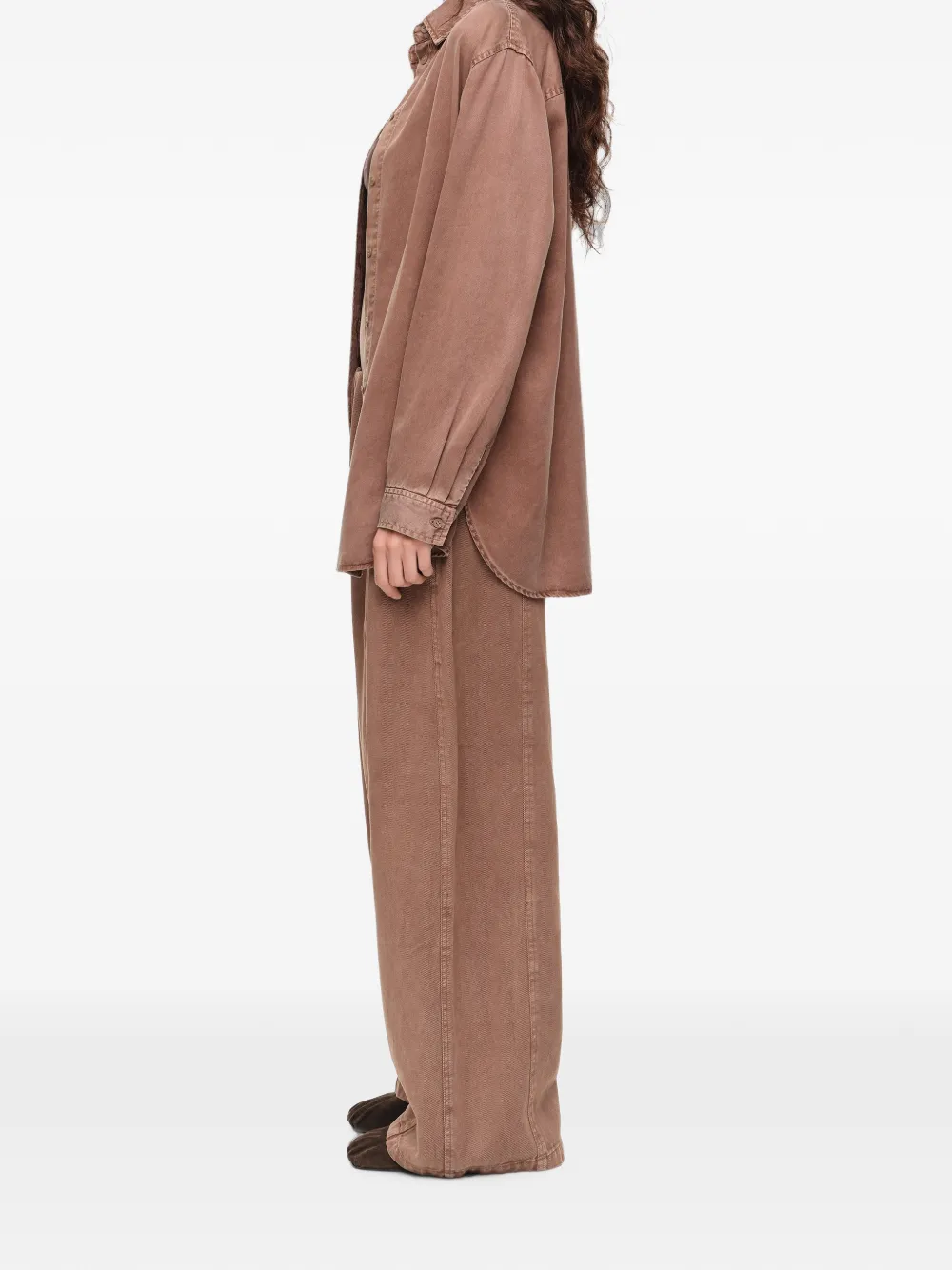 BIMBA Y LOLA Denim broek met wijde pijpen en verwassen effect Bruin