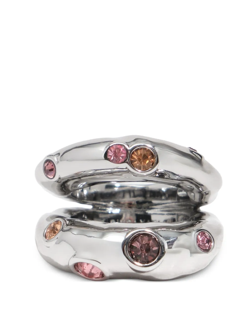 BIMBA Y LOLA ring with pink crystal texture - Argento