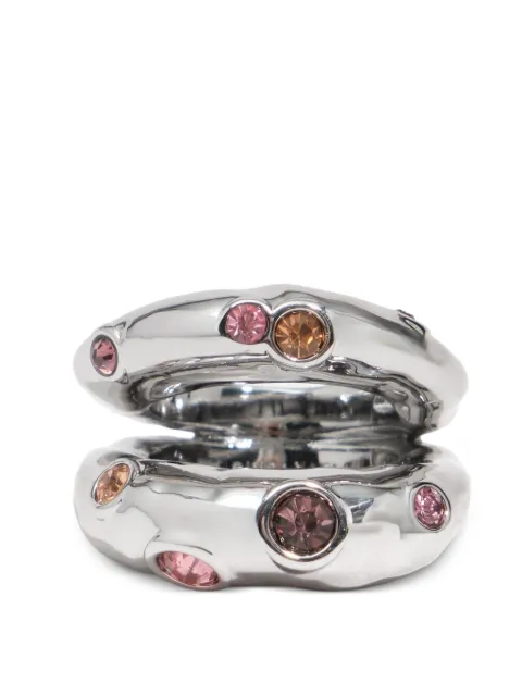 BIMBA Y LOLA ring with pink crystal texture