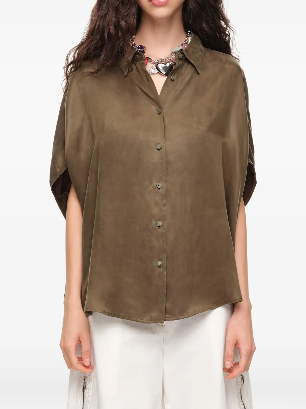 BIMBA Y LOLA Kaki blouse met cape Groen