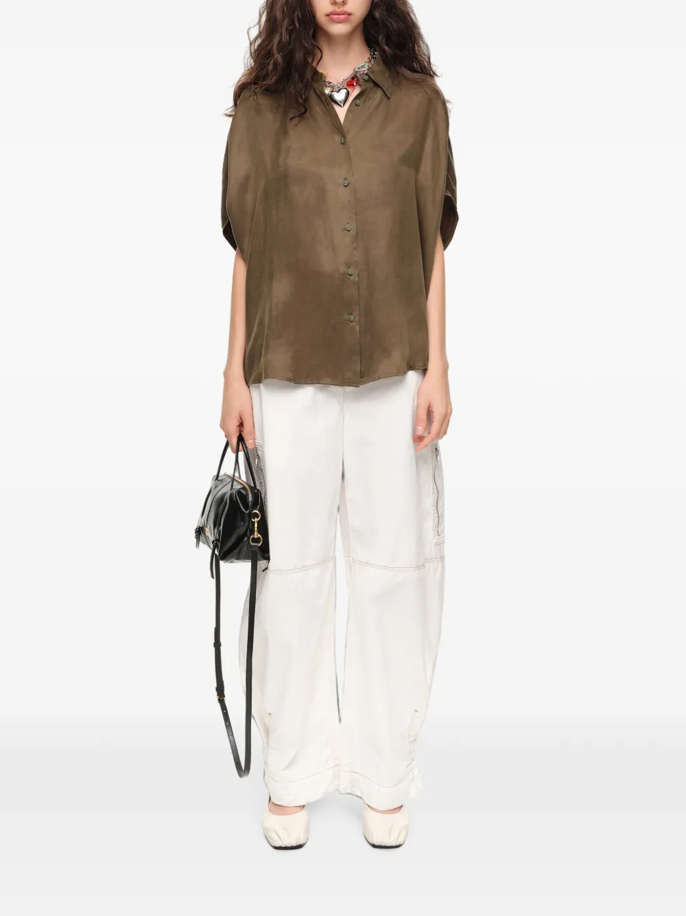 BIMBA Y LOLA Kaki blouse met cape Groen
