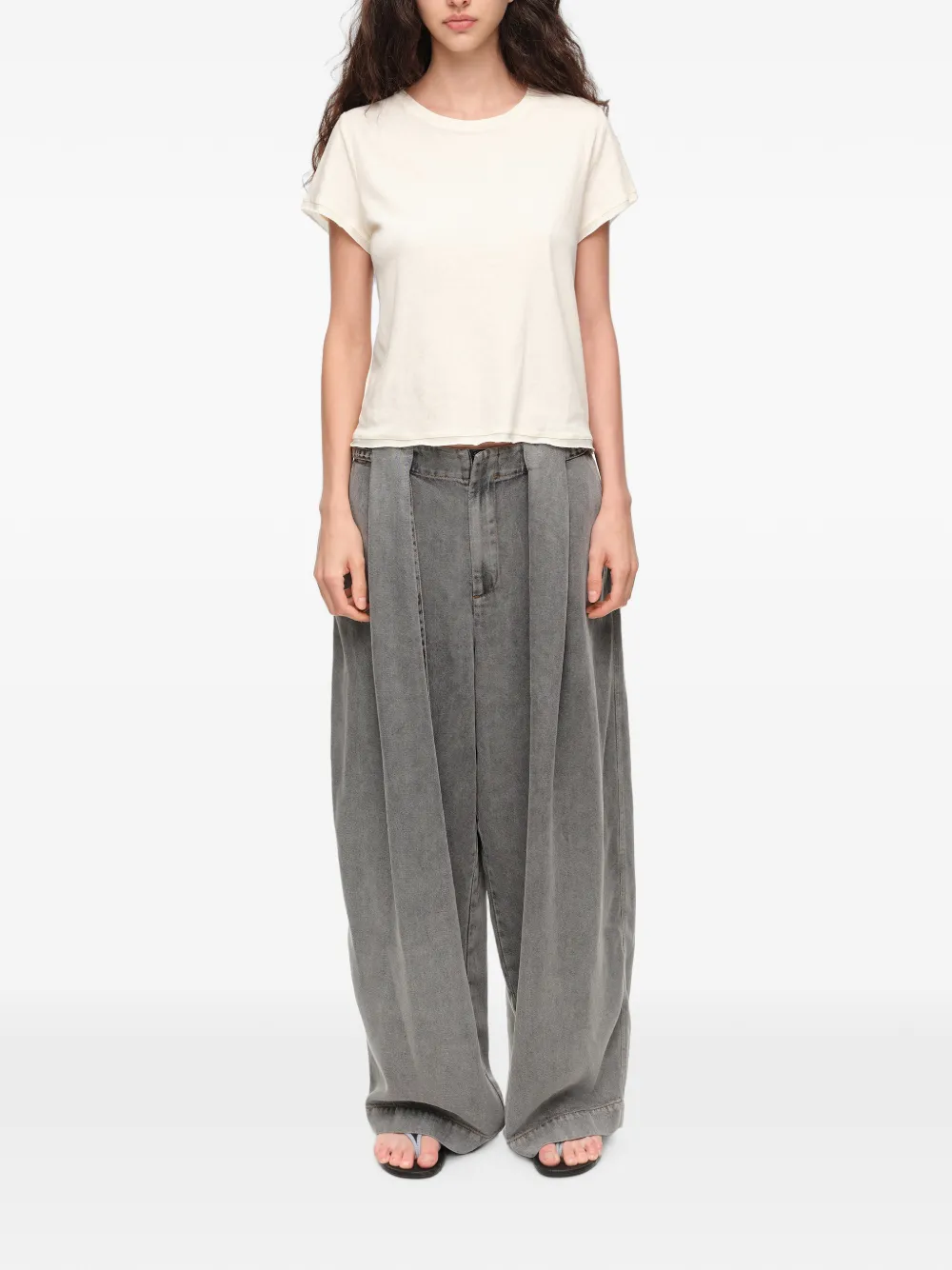 BIMBA Y LOLA Denim broek met riem Grijs