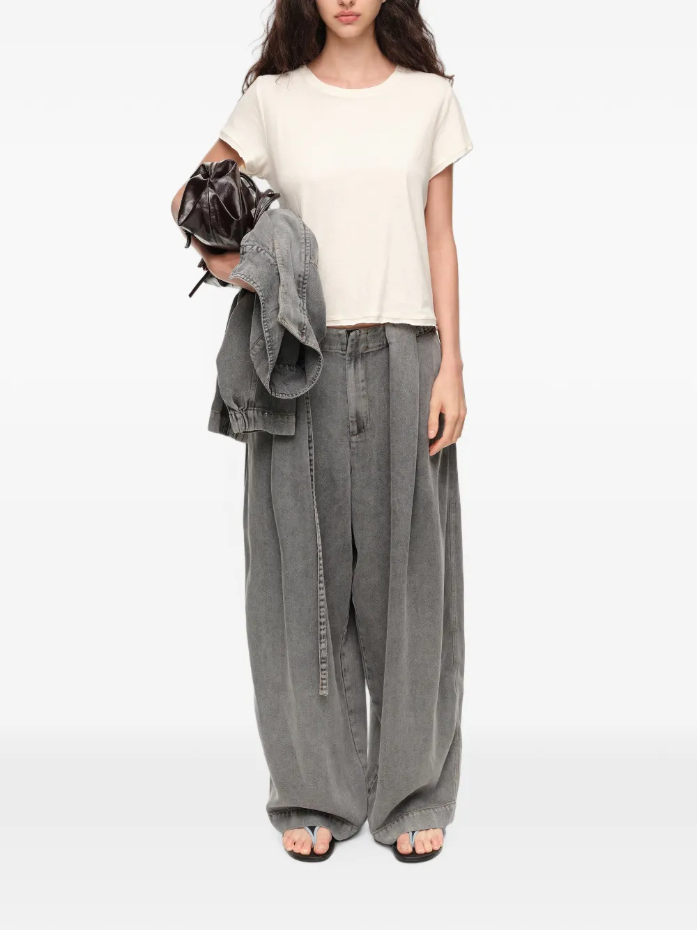 BIMBA Y LOLA Denim broek met riem Grijs