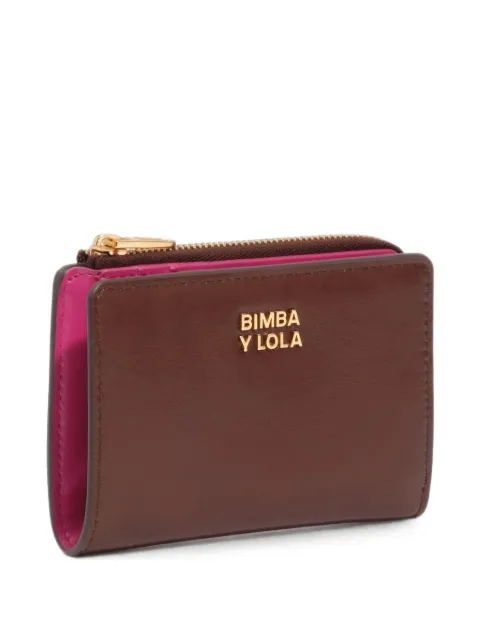 BIMBA Y LOLA compact wallet in dark tan leather