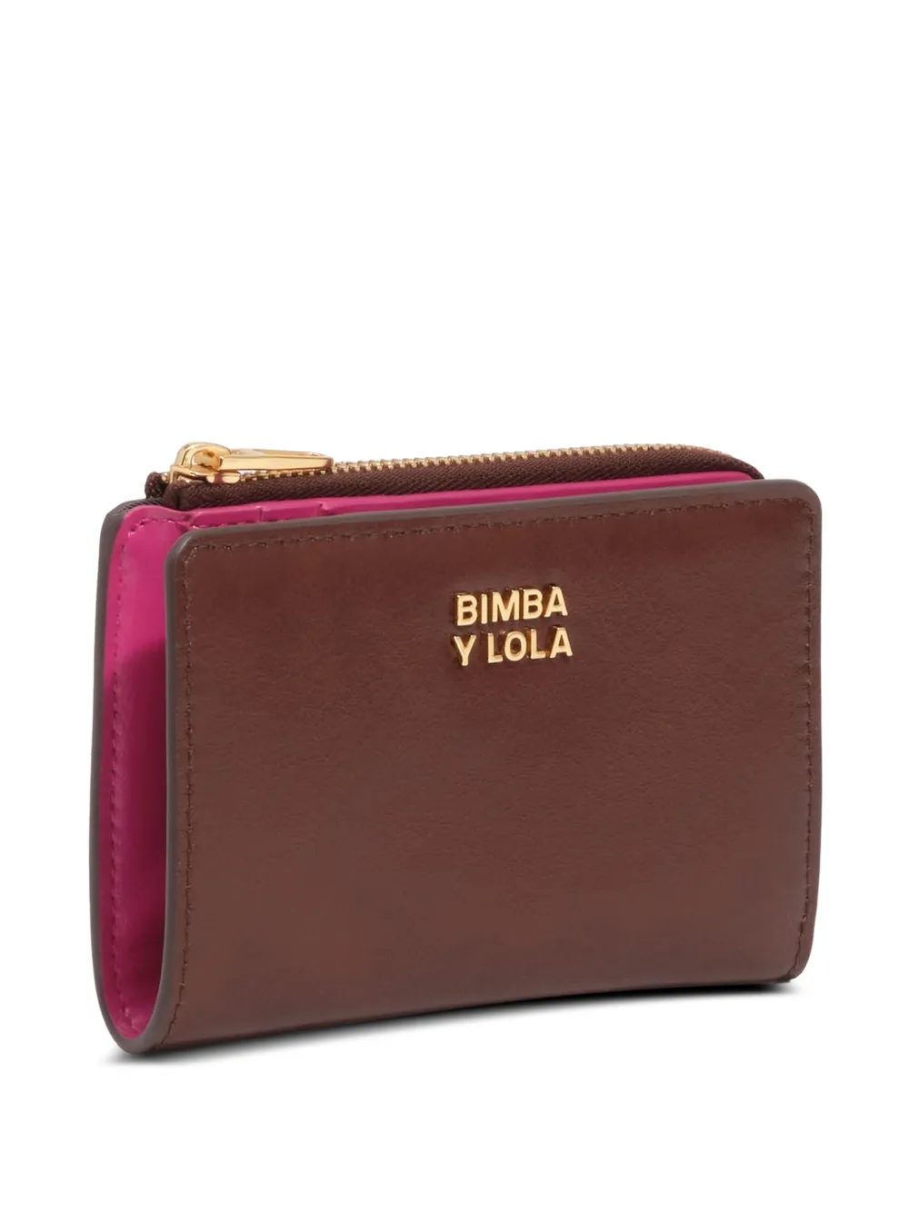 BIMBA Y LOLA compact wallet in dark tan leather - Marrone