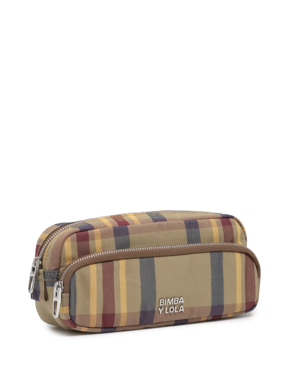 BIMBA Y LOLA khaki and garnet tartan jacquard pocket case - Toni neutri