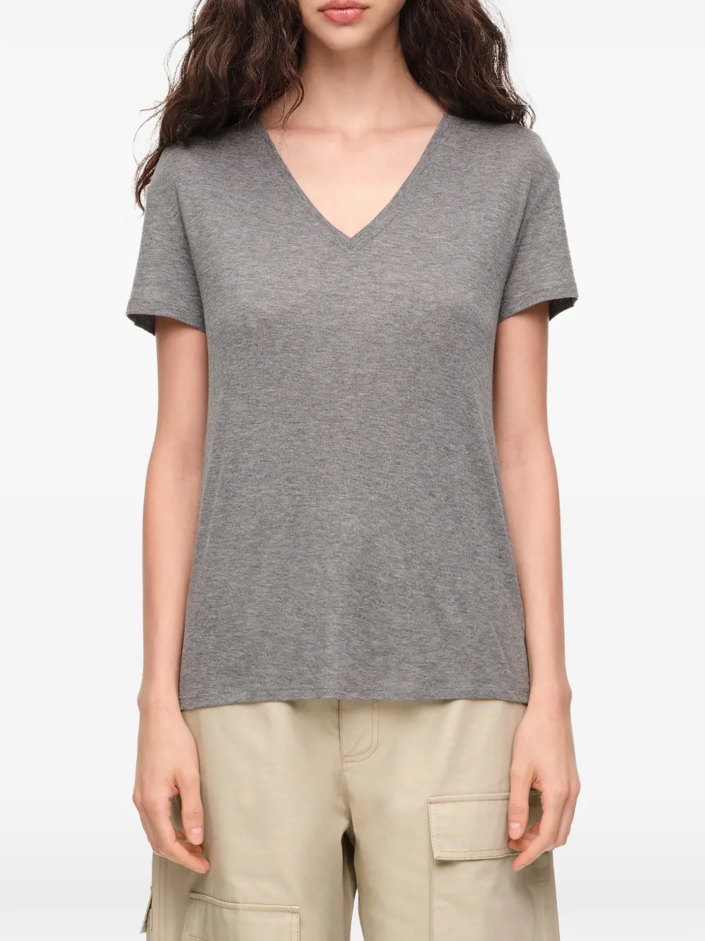 BIMBA Y LOLA Gemêleerd T-shirt met V-hals Grijs