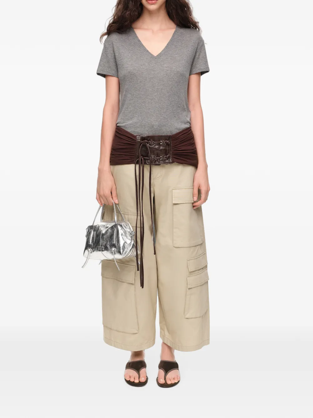 BIMBA Y LOLA Gemêleerd T-shirt met V-hals Grijs