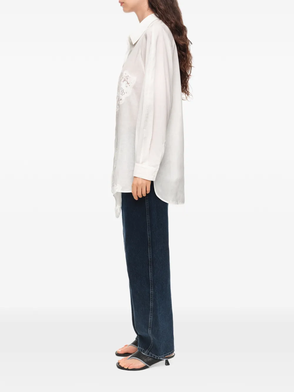 BIMBA Y LOLA Ivory oversized T-shirt met kant Wit