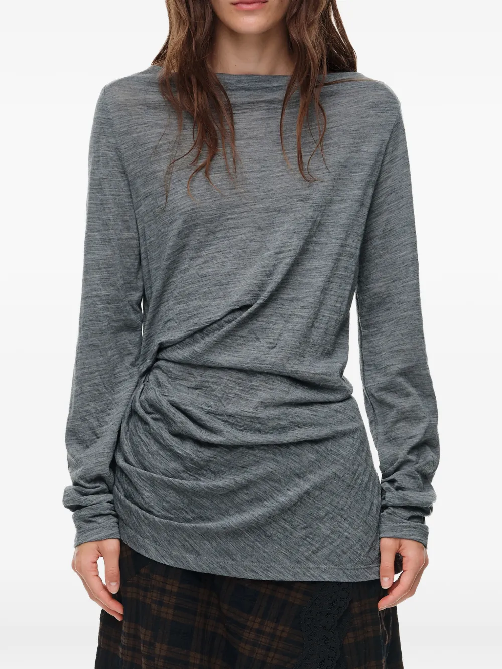 BIMBA Y LOLA Wollen T-shirt met geknoopt detail Grijs