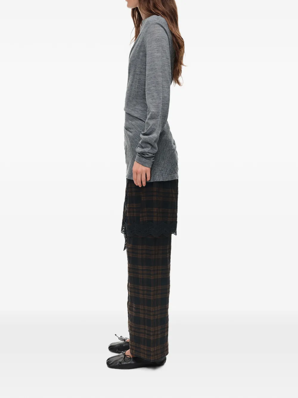BIMBA Y LOLA Wollen T-shirt met geknoopt detail Grijs