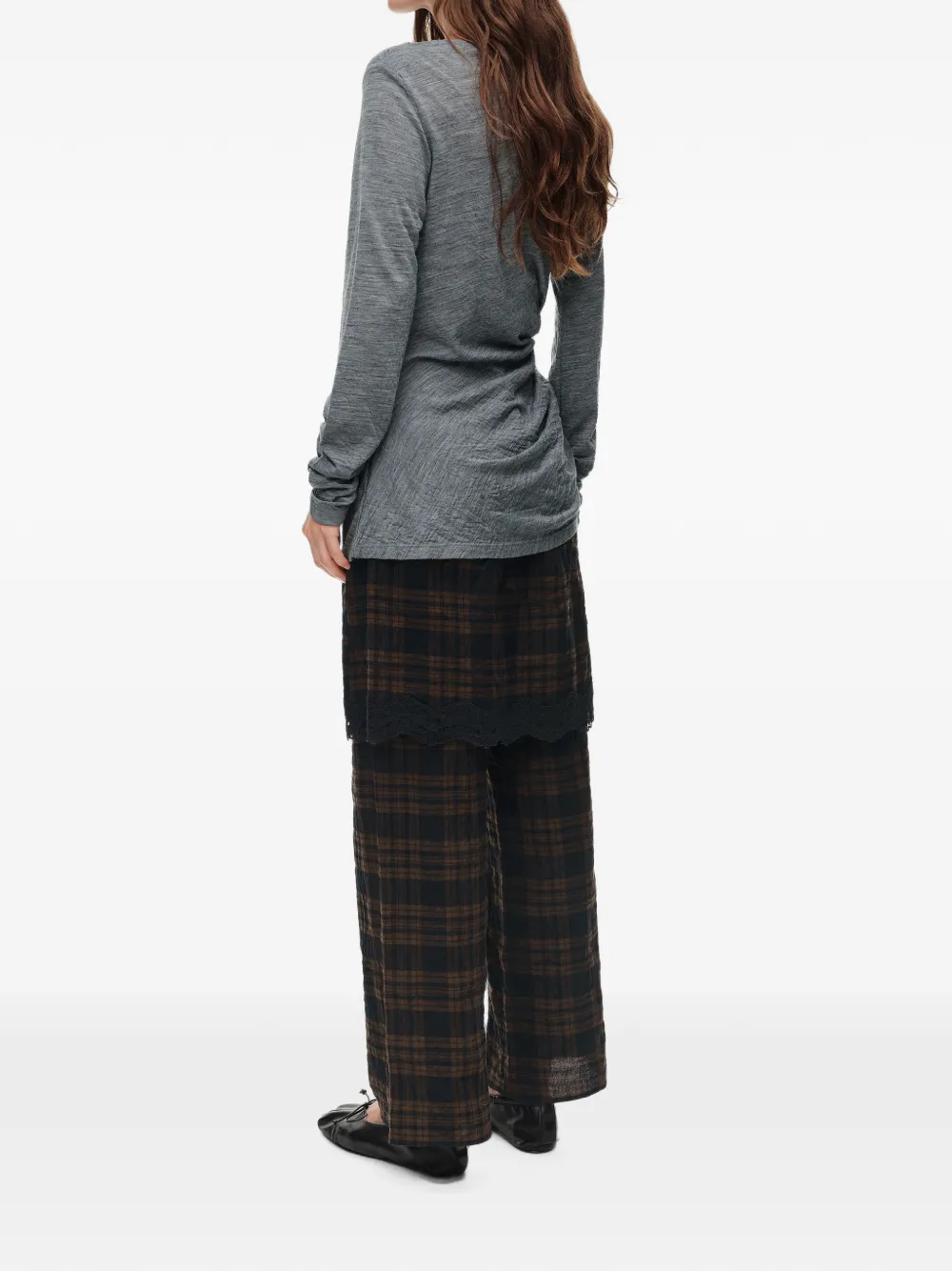 BIMBA Y LOLA Wollen T-shirt met geknoopt detail Grijs