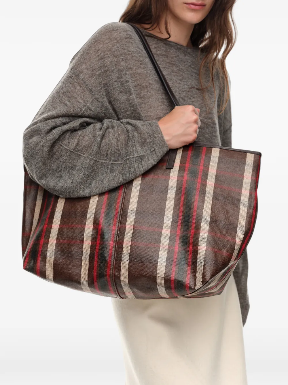 BIMBA Y LOLA Grote Oak Tartan shopper Bruin