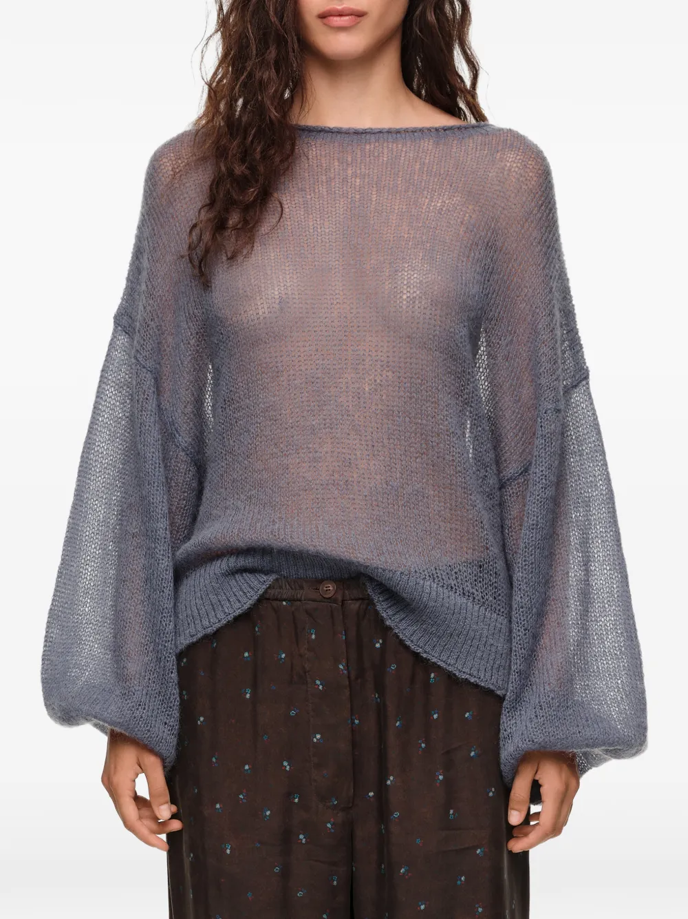 BIMBA Y LOLA Mohair trui met boothals Blauw