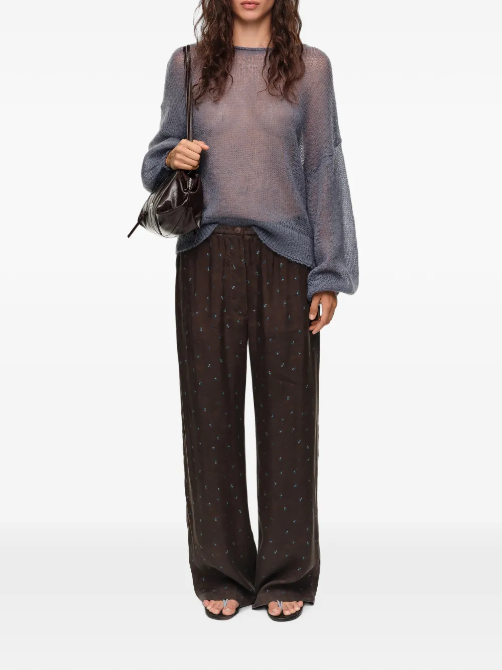 BIMBA Y LOLA Mohair trui met boothals Blauw