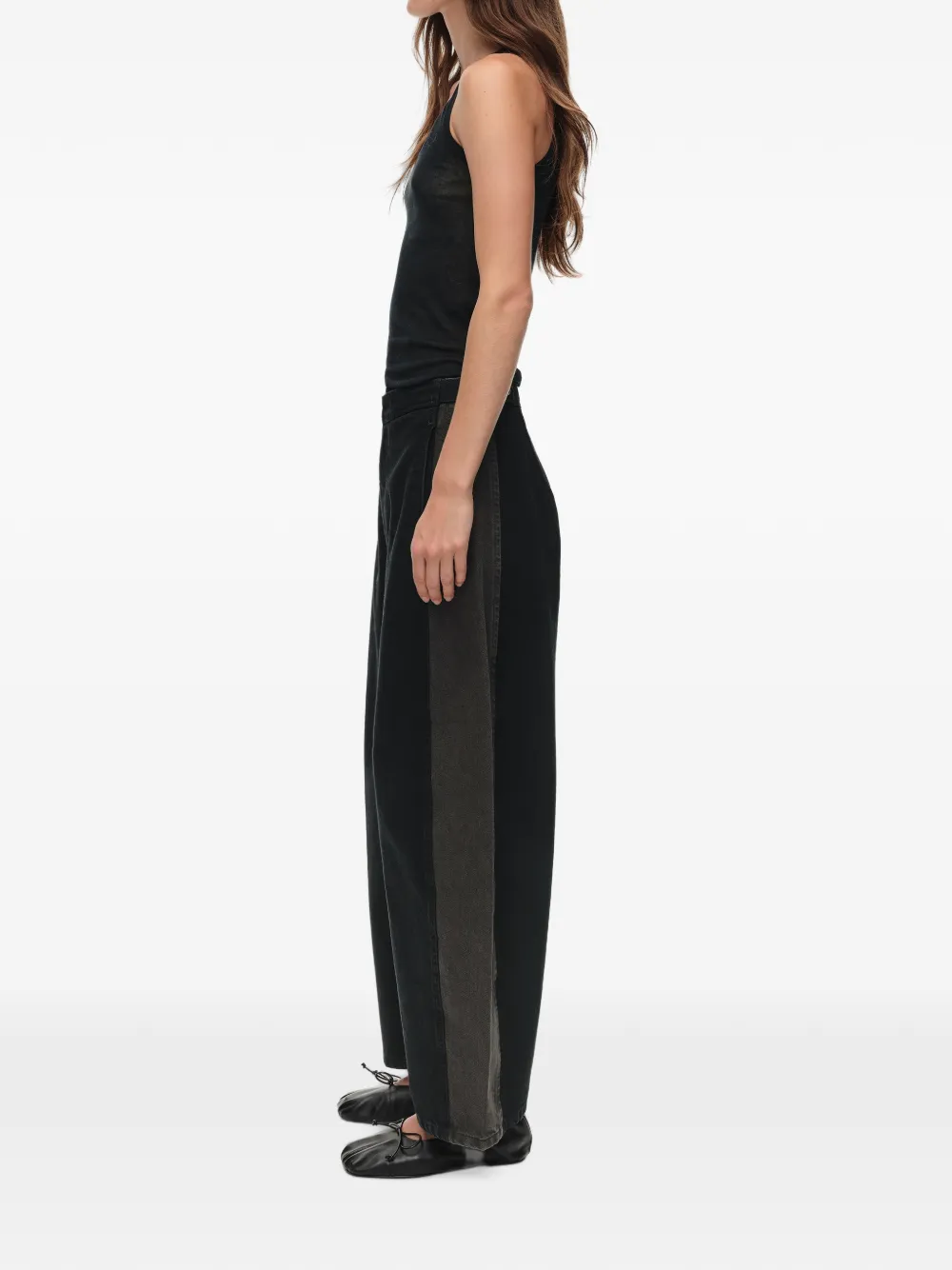 BIMBA Y LOLA Barrel tweekleurige denim broek met verstelbare taille Zwart