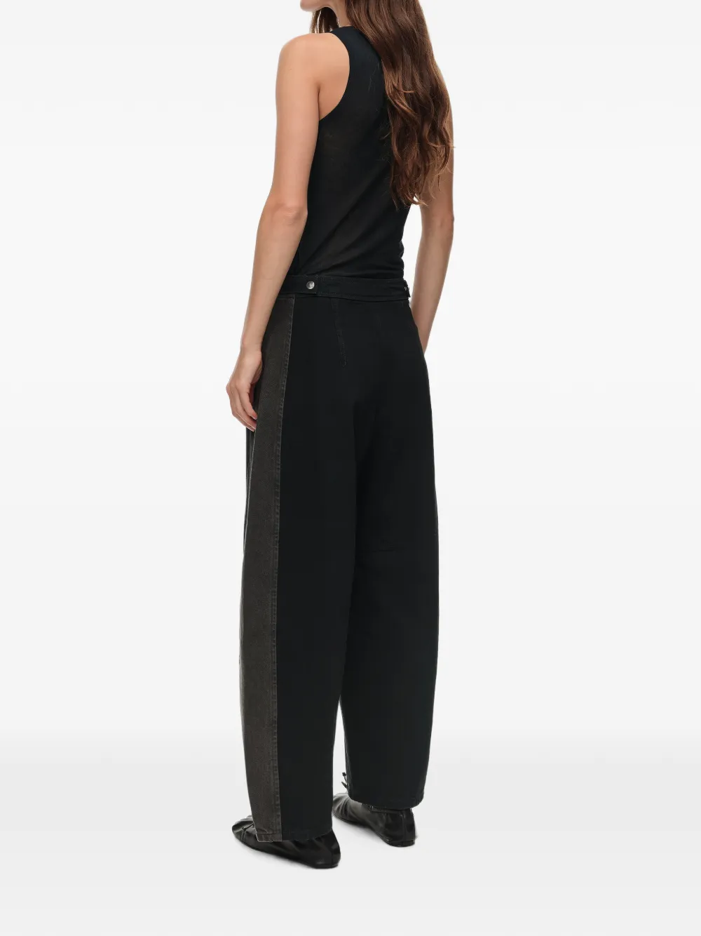 BIMBA Y LOLA Barrel tweekleurige denim broek met verstelbare taille Zwart