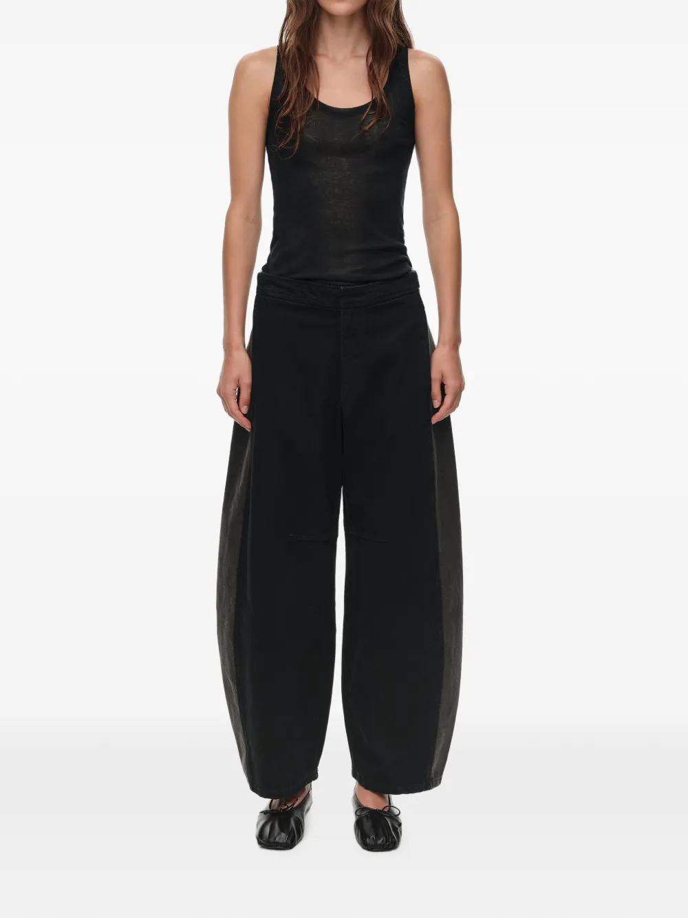 BIMBA Y LOLA Barrel tweekleurige denim broek met verstelbare taille Zwart