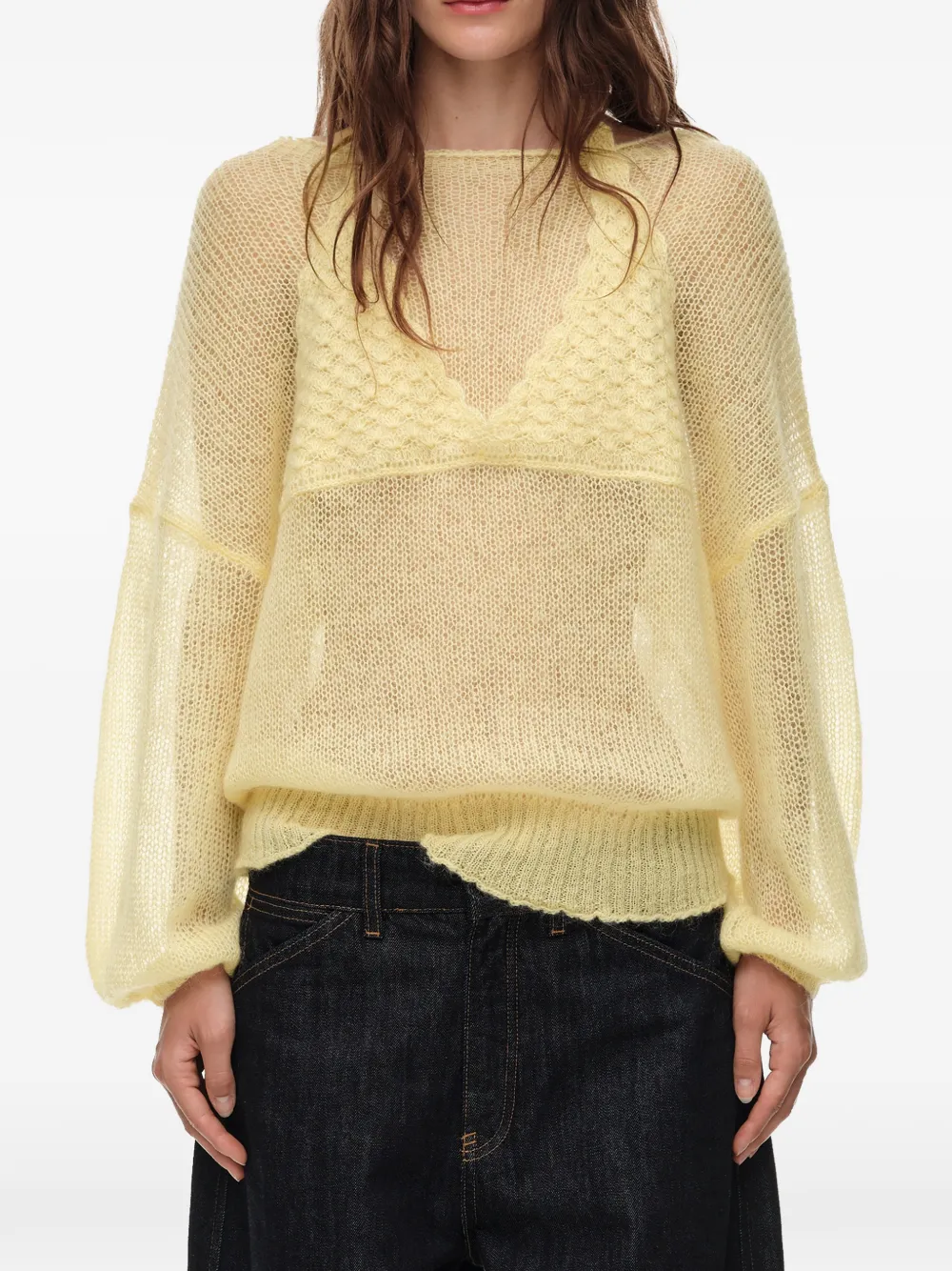 BIMBA Y LOLA Mohair trui met laag Geel