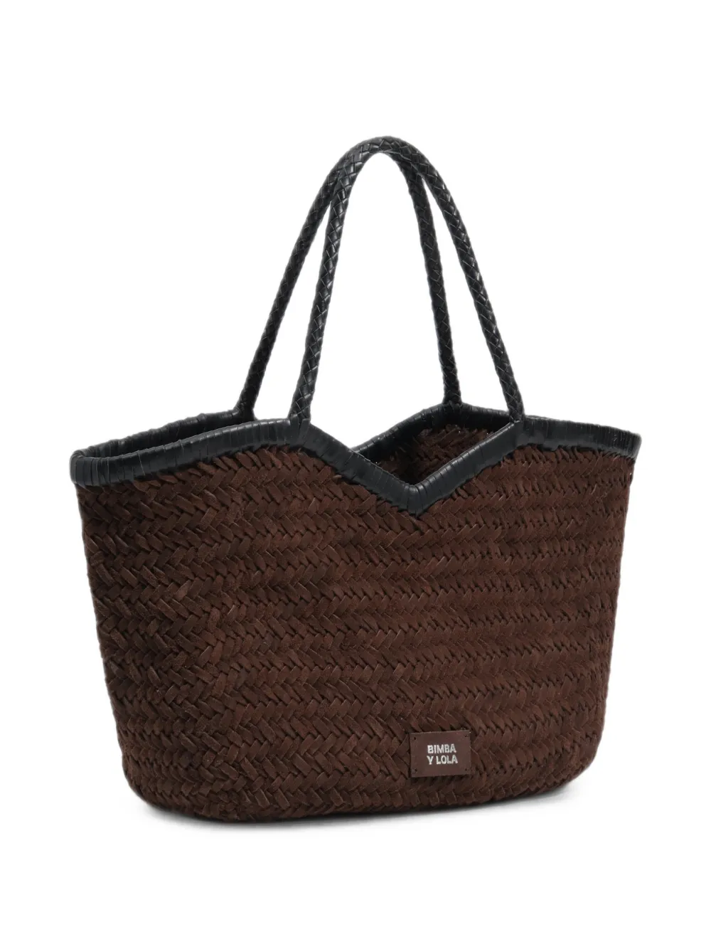BIMBA Y LOLA Grote geplooide leren shopper Bruin