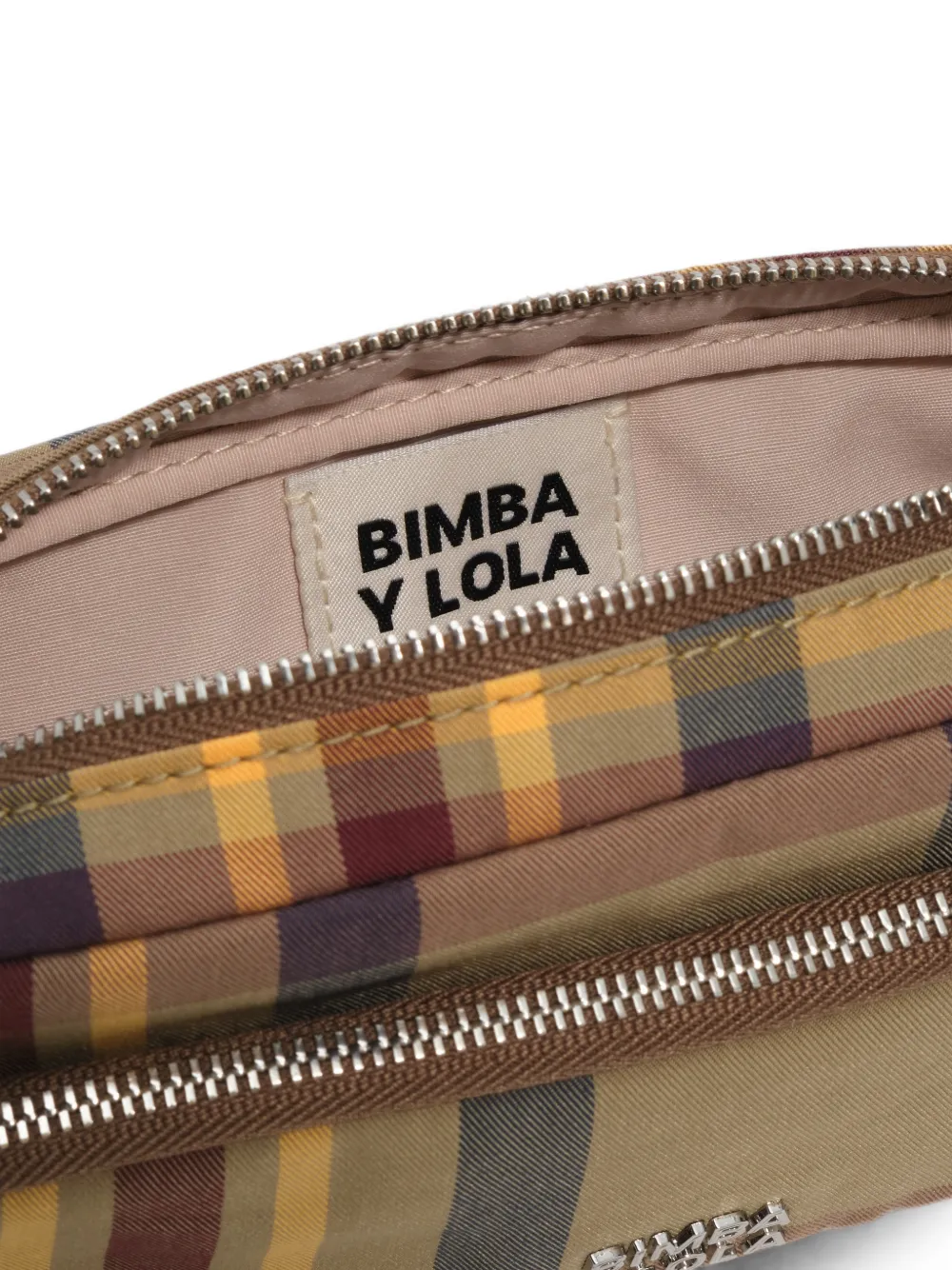 BIMBA Y LOLA Gecoate tas met tartan-ruit en zak Beige