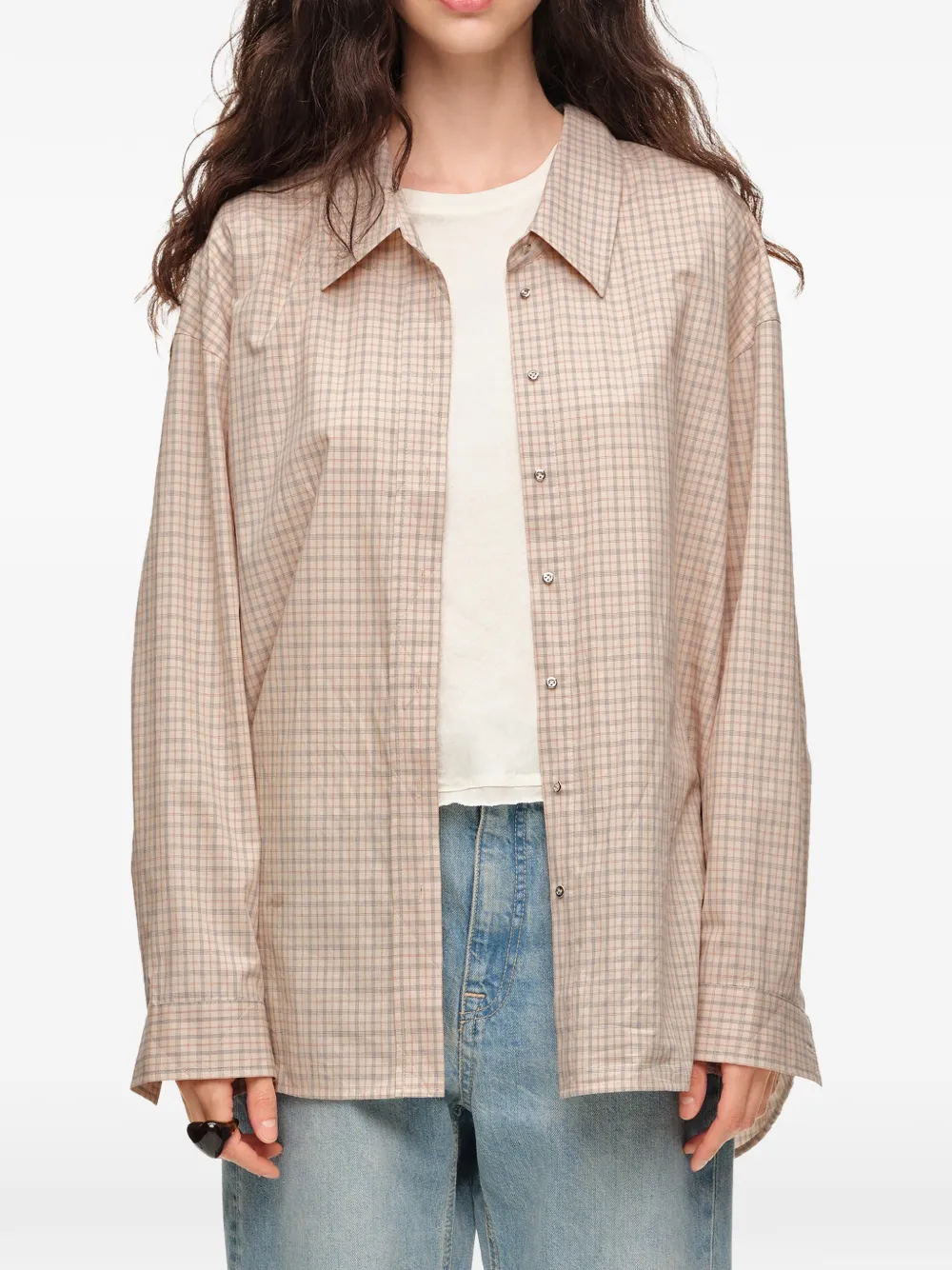 BIMBA Y LOLA Geruite blouse Beige