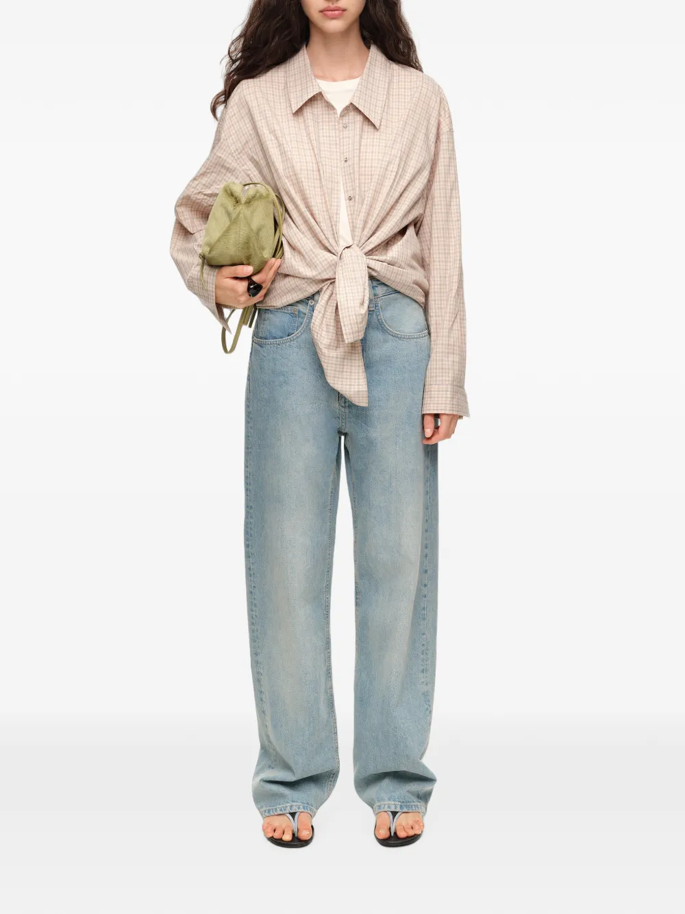 BIMBA Y LOLA Geruite blouse Beige