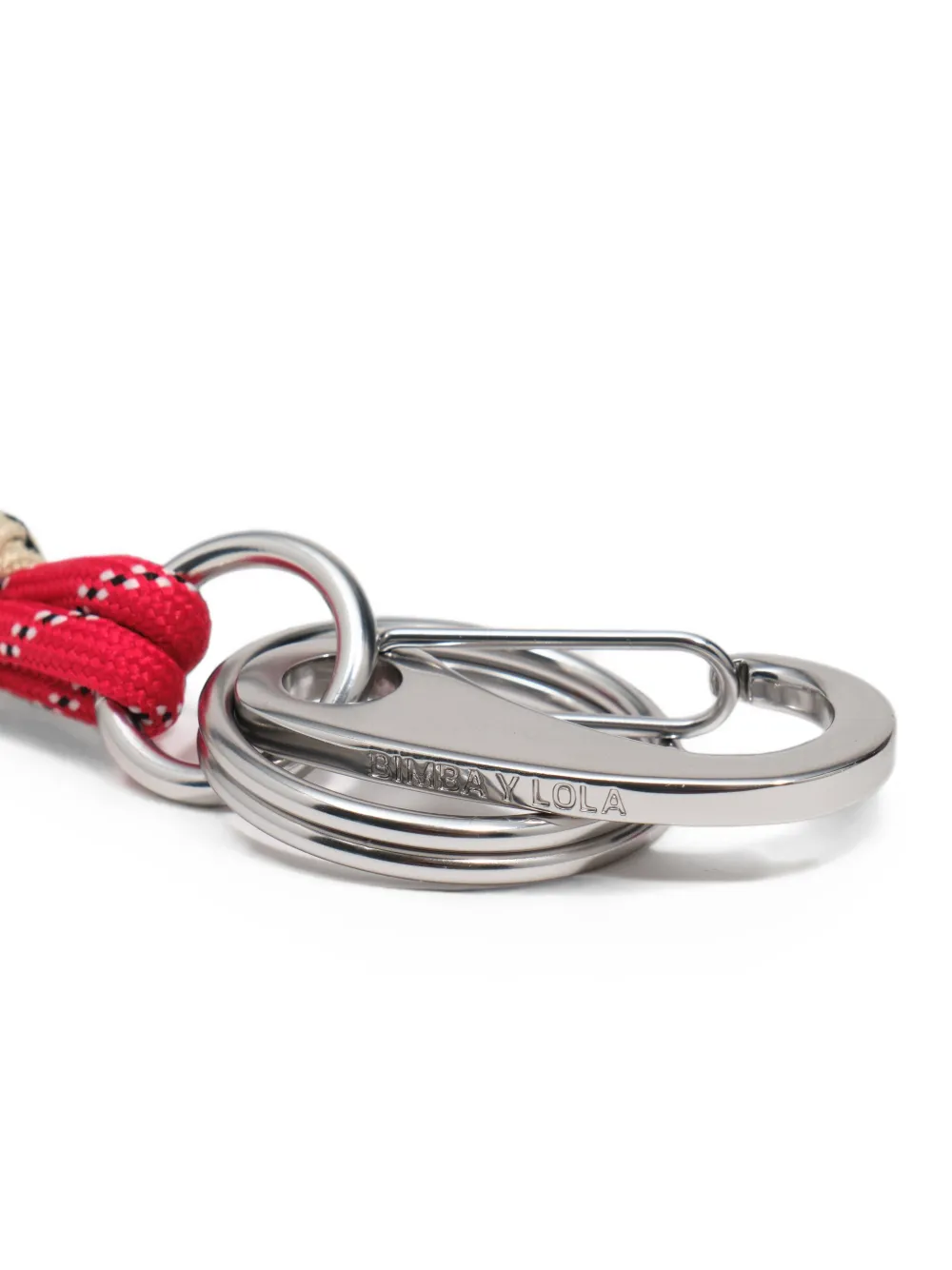 BIMBA Y LOLA Zilveren sleutelhanger met hart en logo Rood