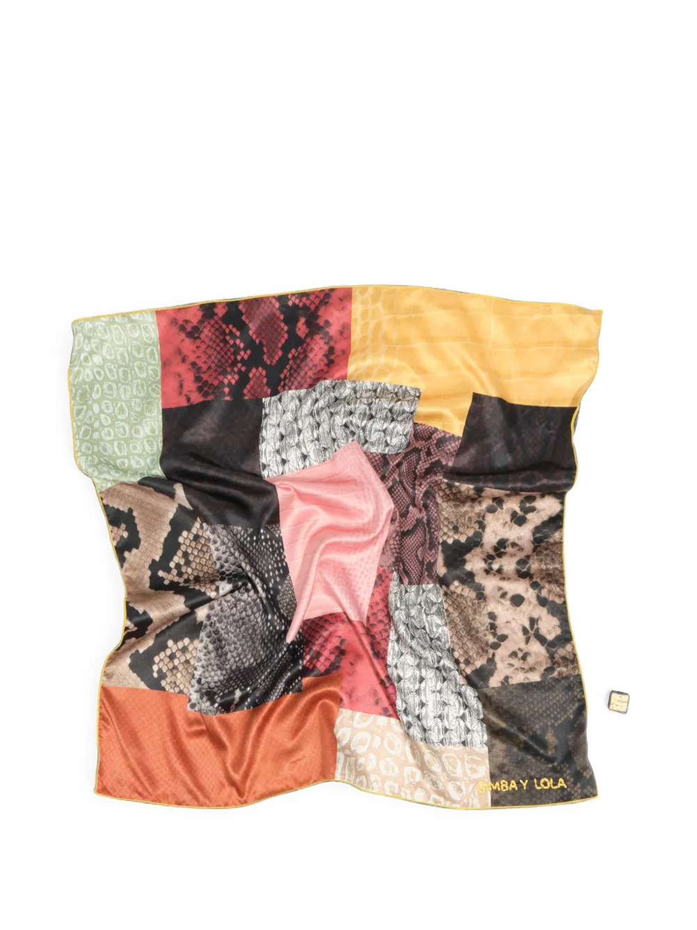 BIMBA Y LOLA Geometrische sjaalbedel met slangen-effect en patchwork Bruin