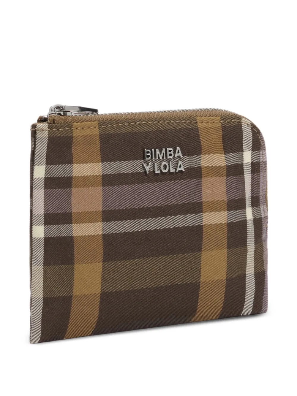 BIMBA Y LOLA hunter green tartan jacquard coin purse - Marrone