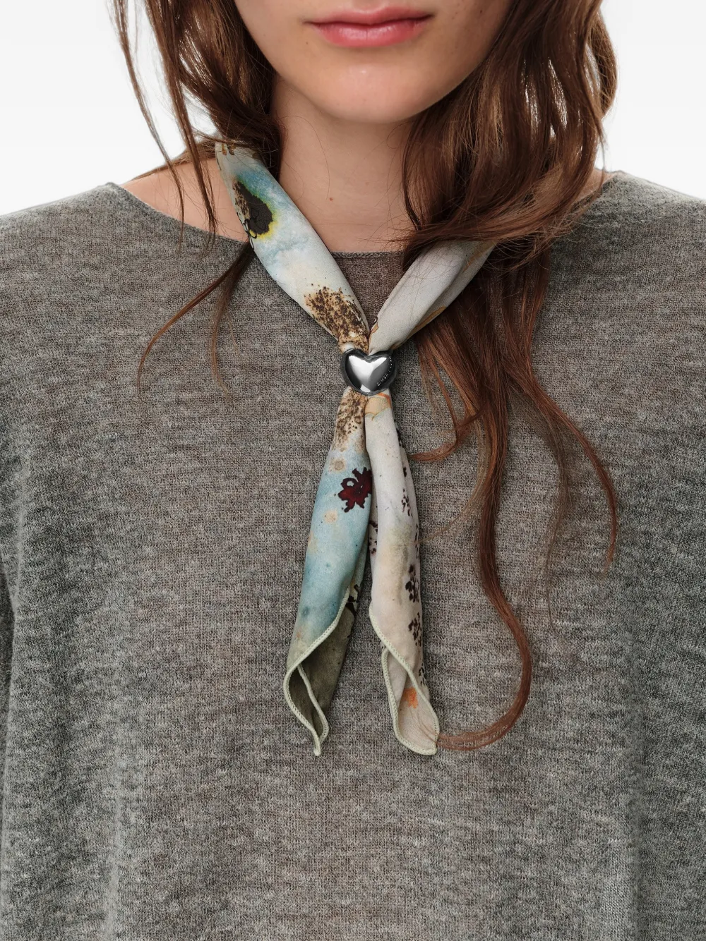 BIMBA Y LOLA floral scarf charm watercolor background Beige