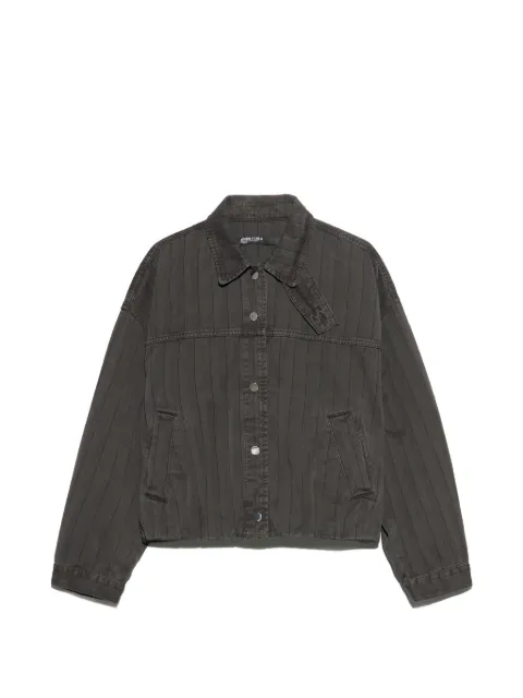 BIMBA Y LOLA washed brown striped denim jacket