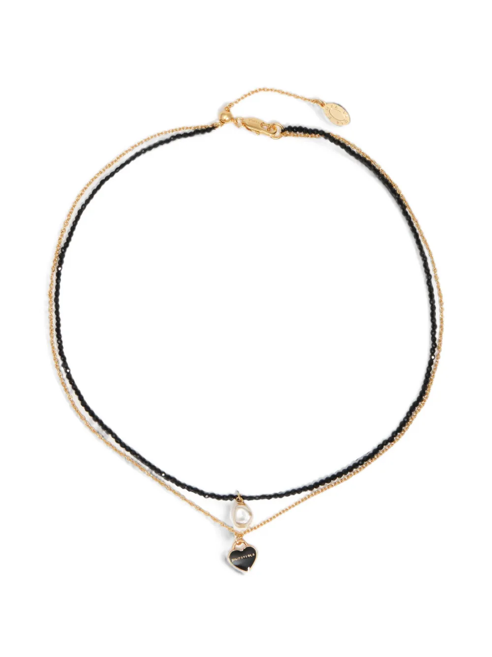 BIMBA Y LOLA triple heart logo necklace in black - Oro