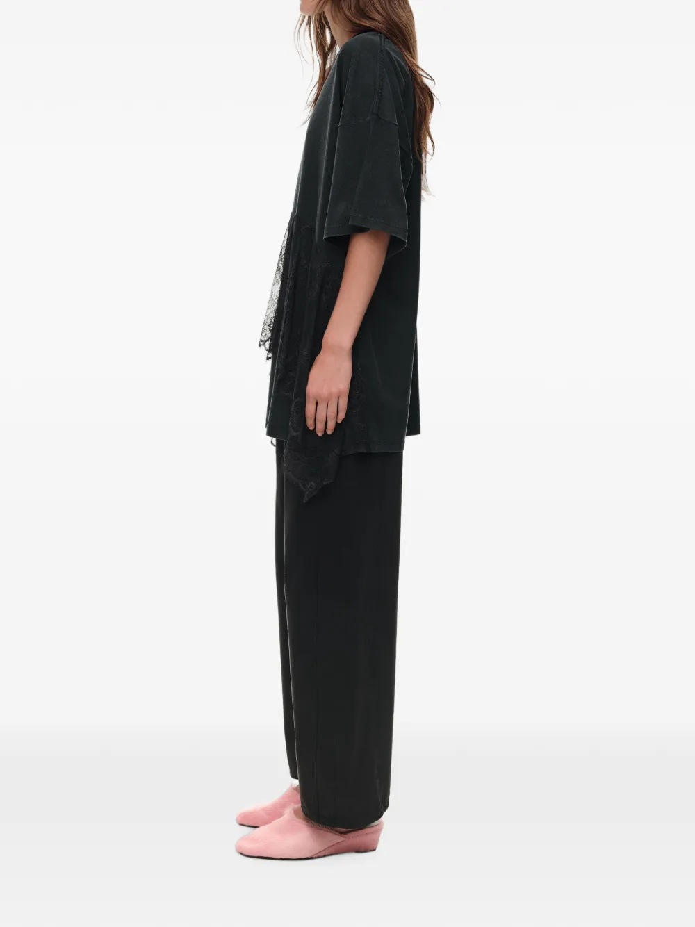 BIMBA Y LOLA T-shirt met ruches kant en verwassen effect Zwart