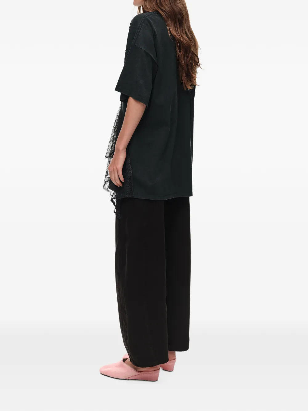 BIMBA Y LOLA T-shirt met ruches kant en verwassen effect Zwart