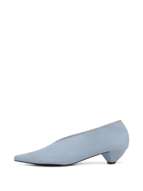 BIMBA Y LOLA  blue leather low heel court shoe