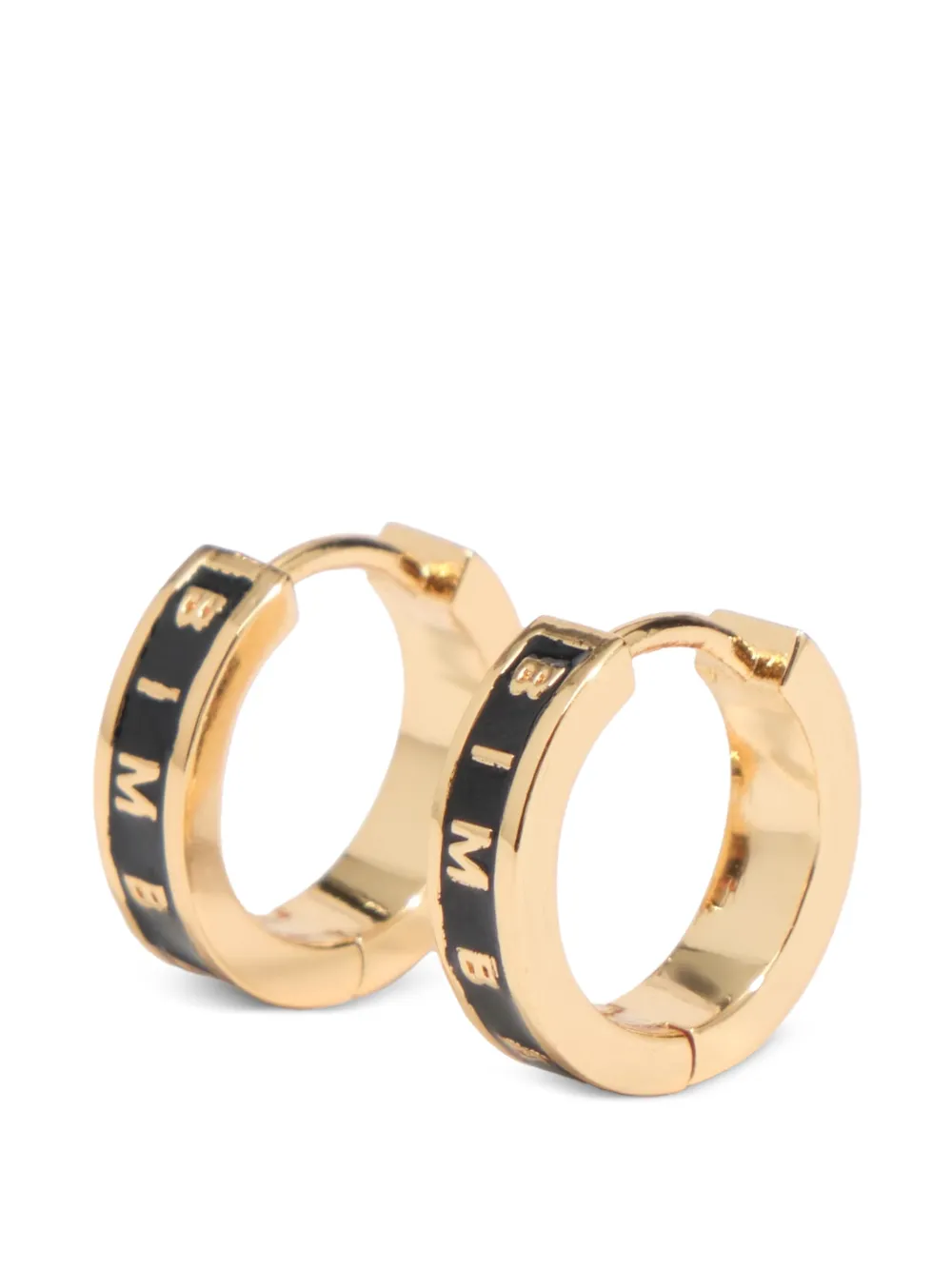 BIMBA Y LOLA Orecchini a cerchio piccoli neri con logo - Oro