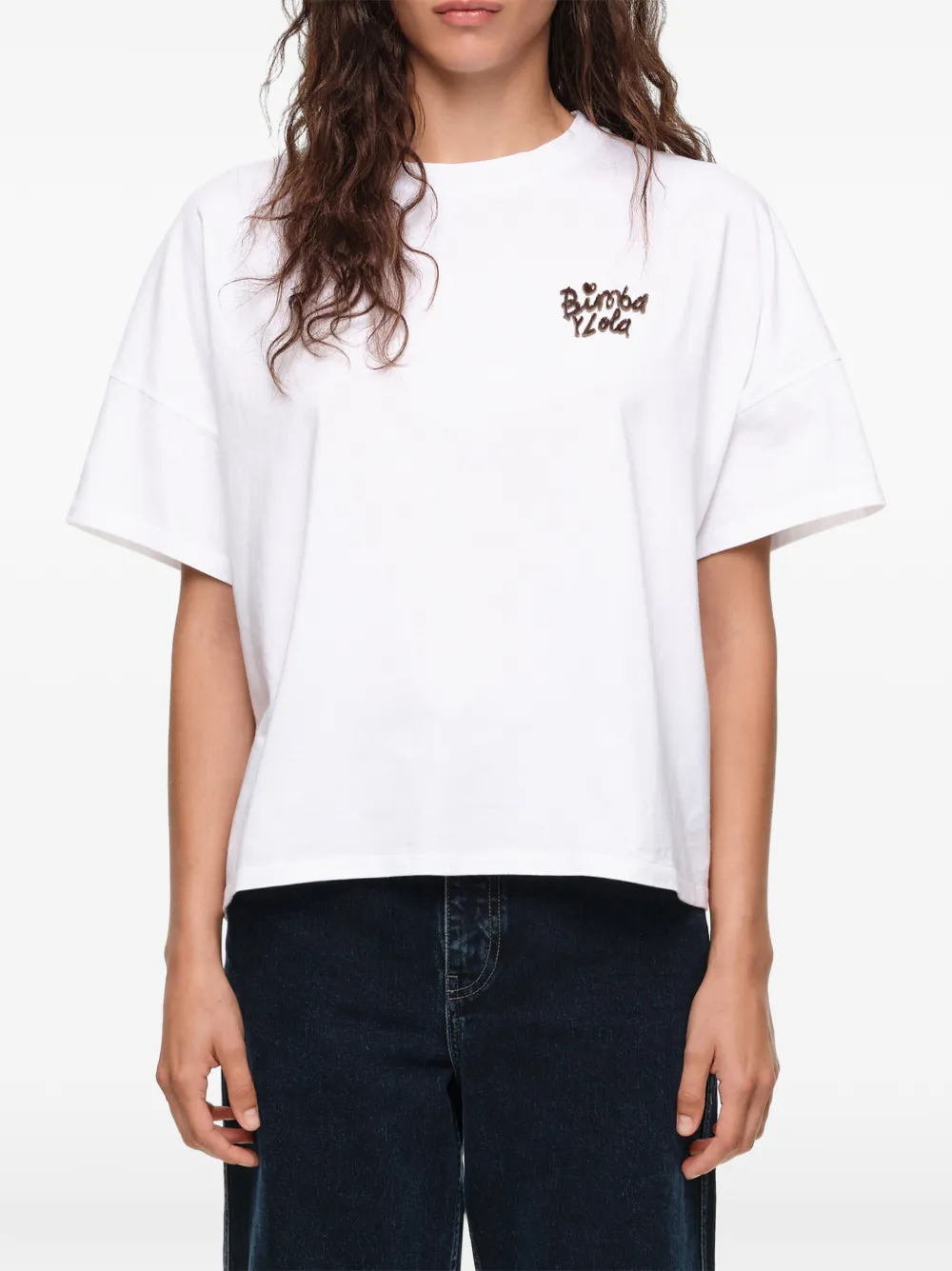 BIMBA Y LOLA Katoenen boxy T-shirt Wit