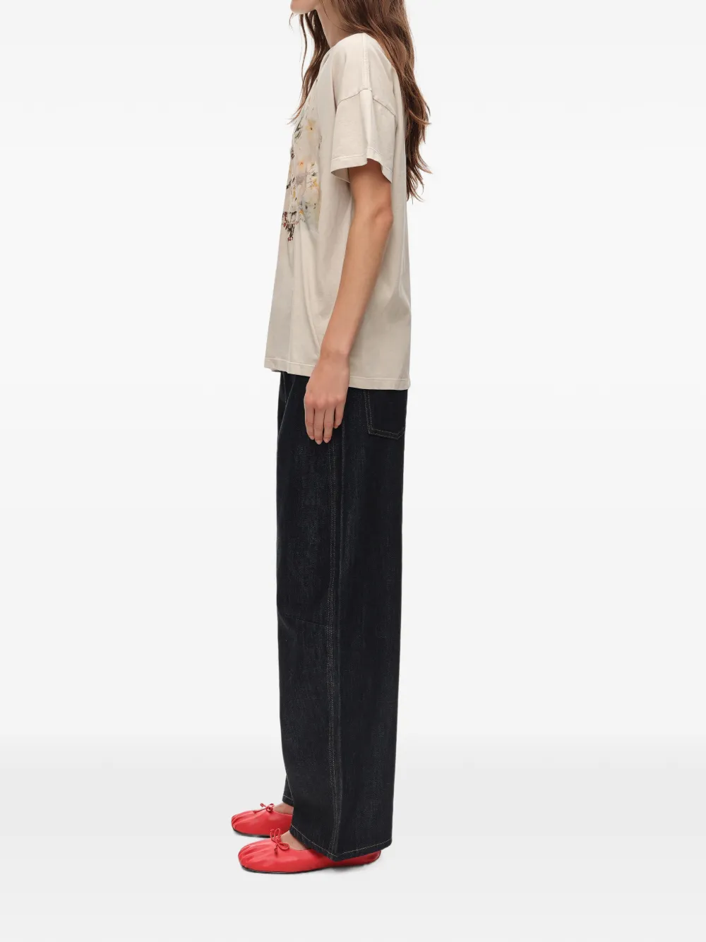 BIMBA Y LOLA T-shirt met bloemenprint Beige