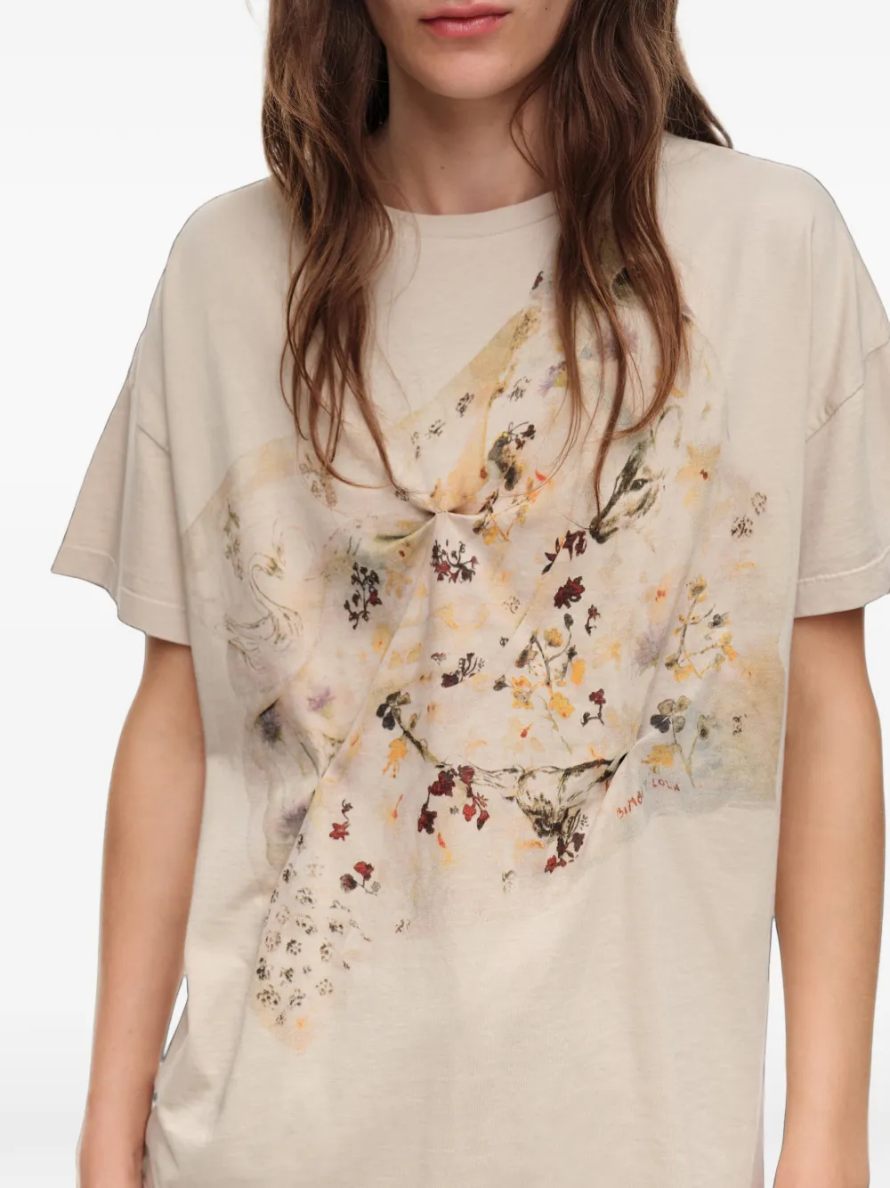 BIMBA Y LOLA T-shirt met bloemenprint Beige