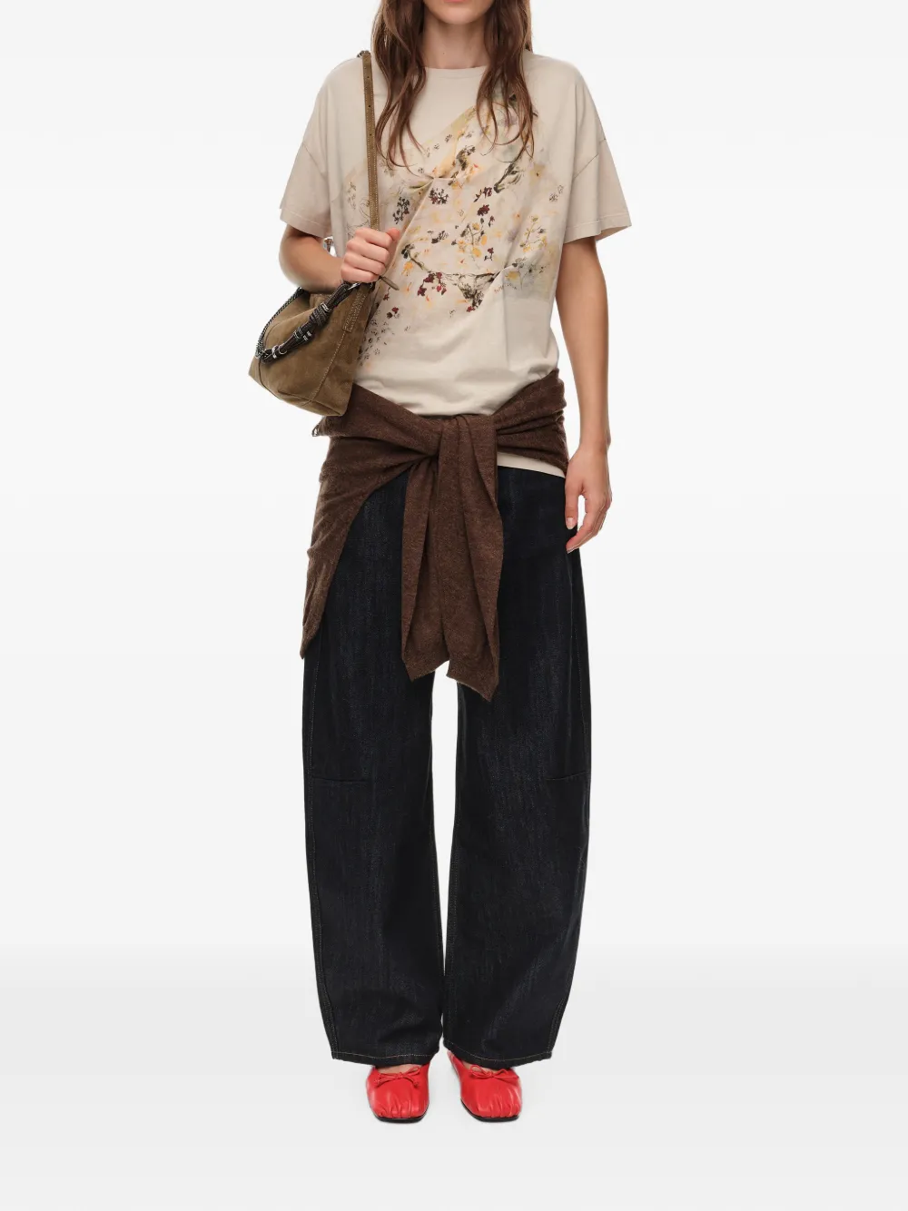 BIMBA Y LOLA T-shirt met bloemenprint Beige