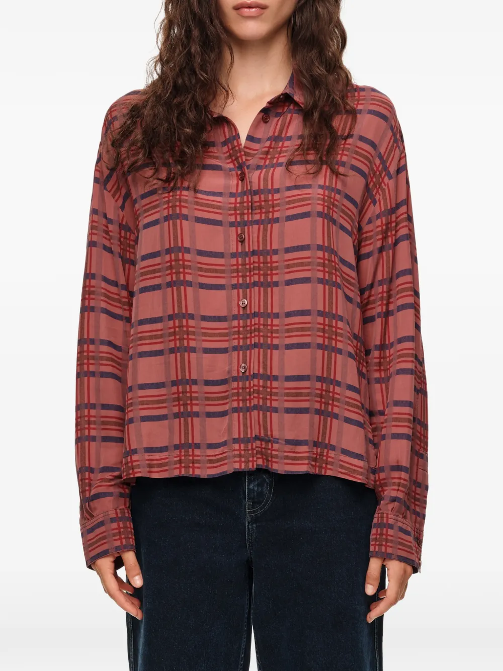 BIMBA Y LOLA Geruite boxy blouse Roze
