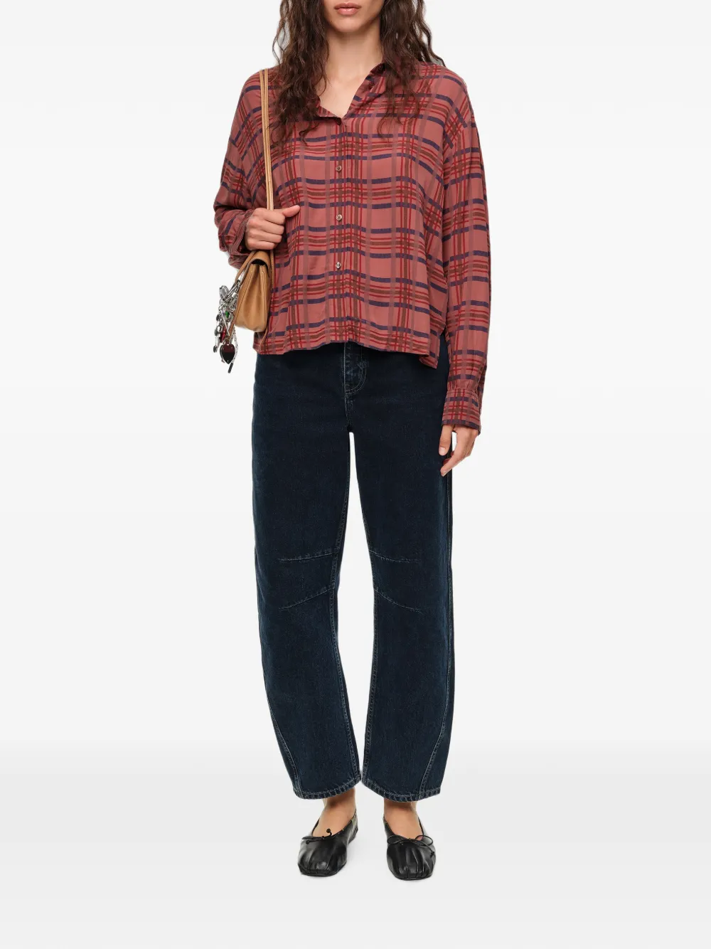 BIMBA Y LOLA Geruite boxy blouse Roze