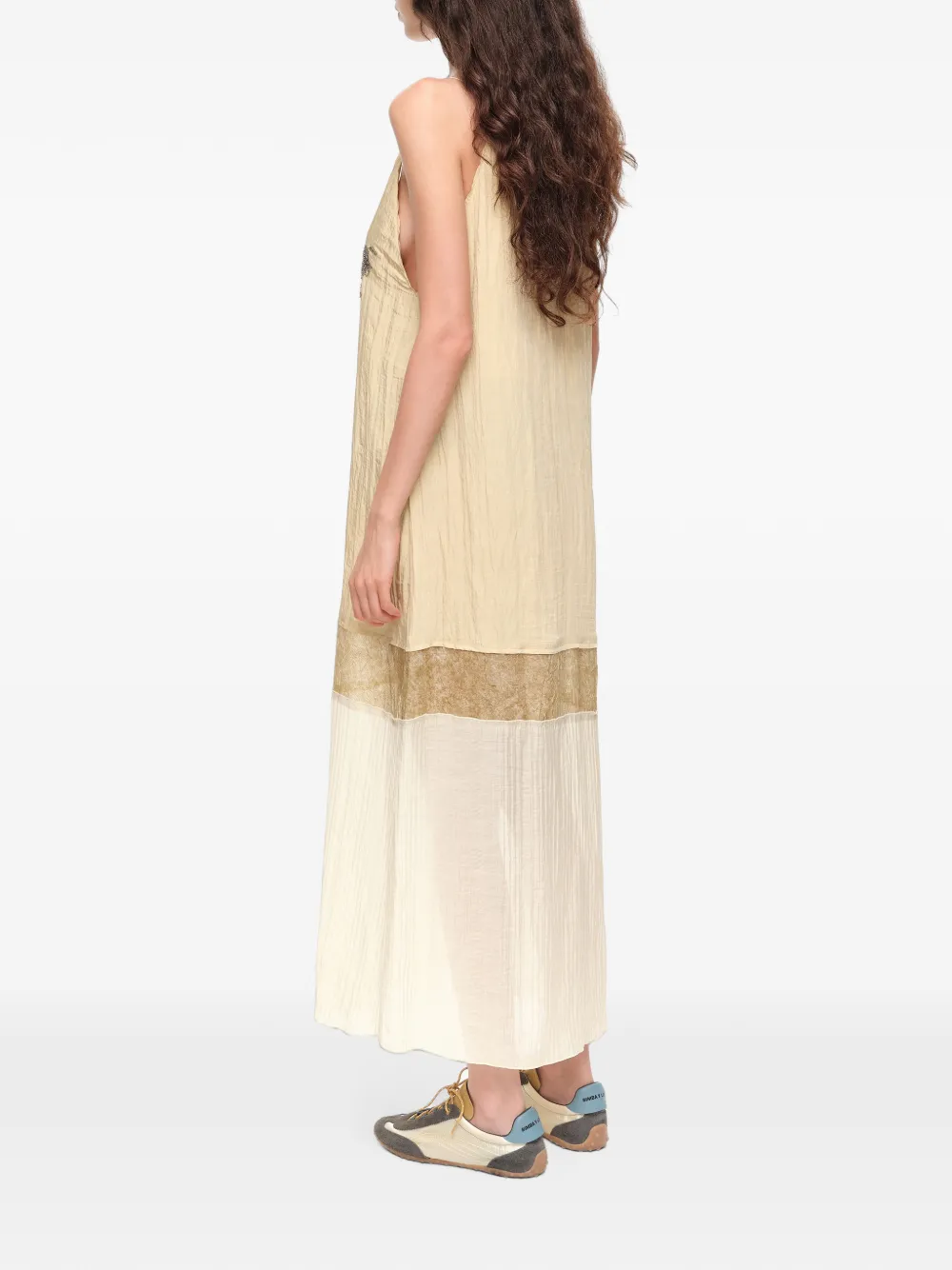 BIMBA Y LOLA Ocher straight midi-jurk met stenen Beige