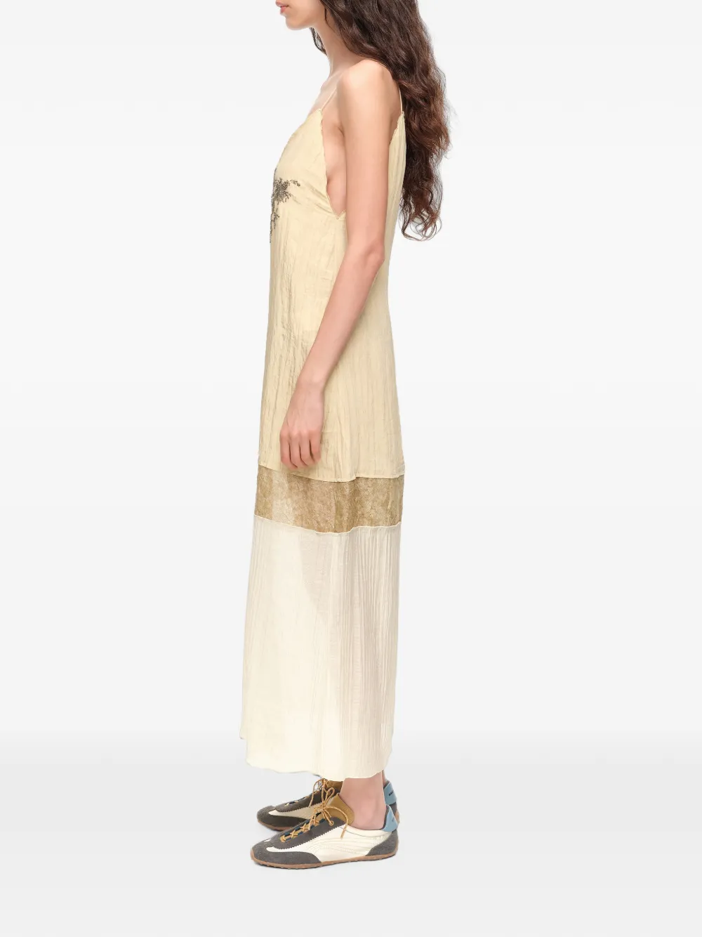 BIMBA Y LOLA Ocher straight midi-jurk met stenen Beige