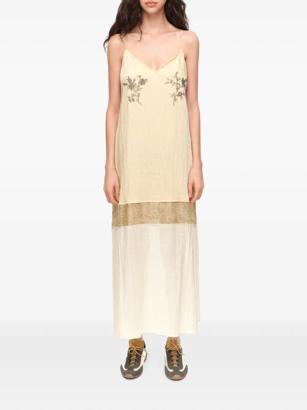 BIMBA Y LOLA Ocher straight midi-jurk met stenen Beige